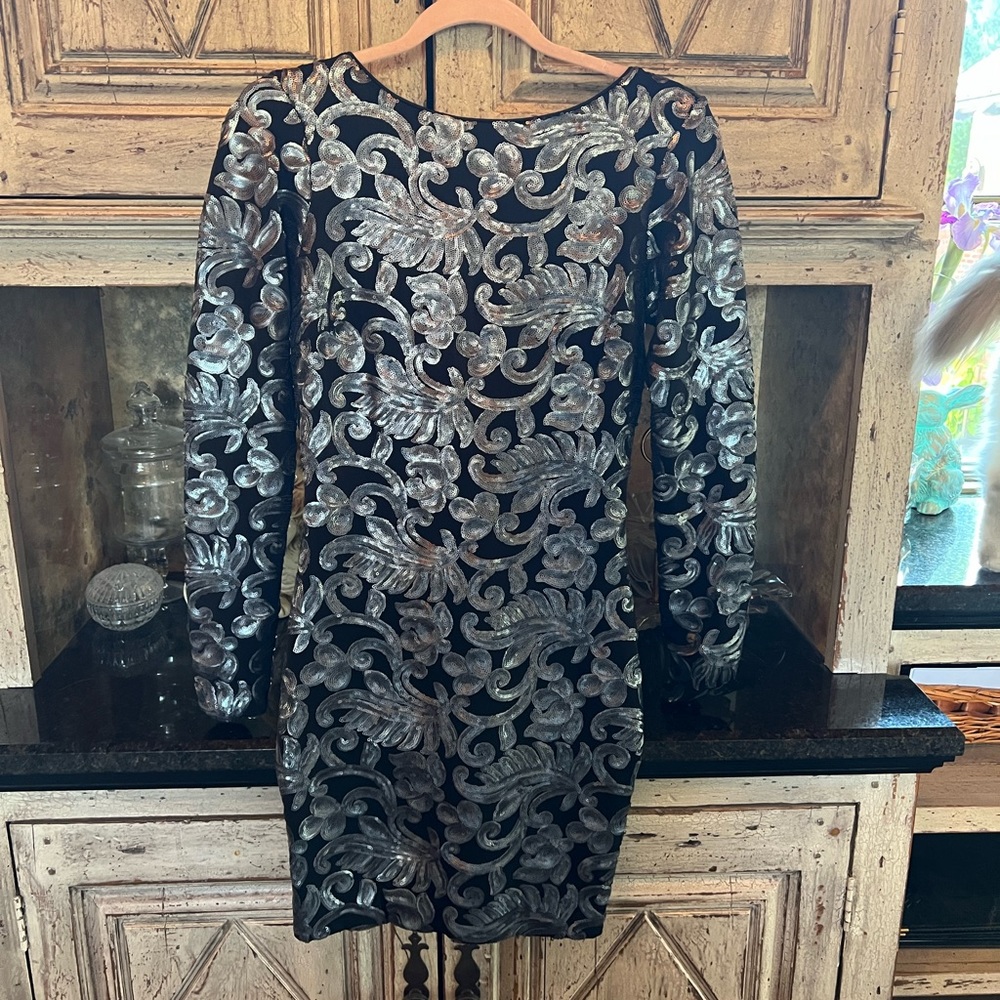 Black/grey sequin dress